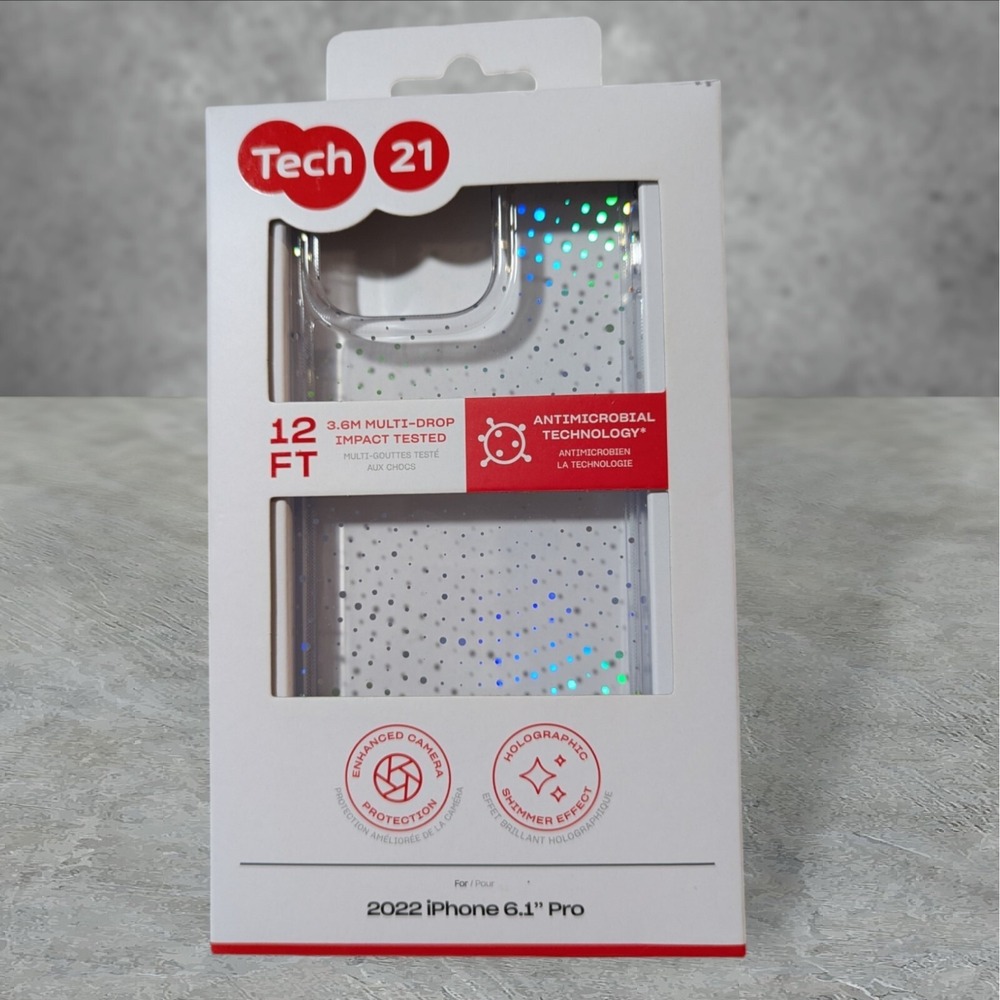 Tech 21 EvoSparkle Holographic Case for Apple‎ iPhone 2022 6.1 (14 Pro) Clear A5